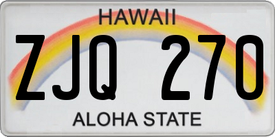 HI license plate ZJQ270