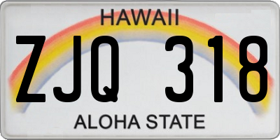 HI license plate ZJQ318