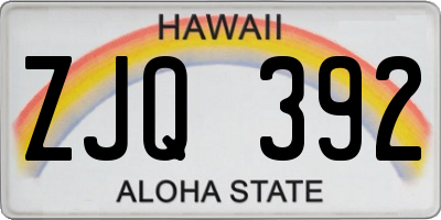 HI license plate ZJQ392