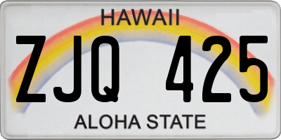 HI license plate ZJQ425