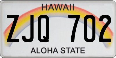 HI license plate ZJQ702