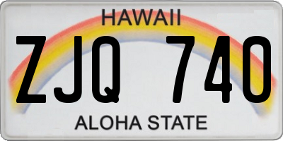 HI license plate ZJQ740
