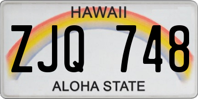 HI license plate ZJQ748