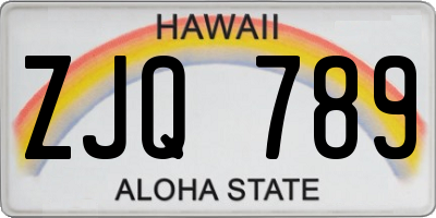 HI license plate ZJQ789