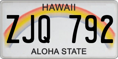 HI license plate ZJQ792