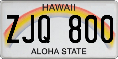 HI license plate ZJQ800