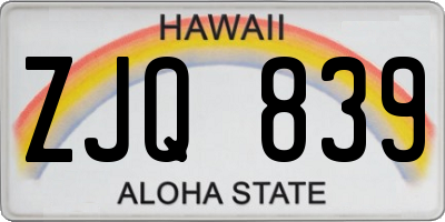 HI license plate ZJQ839