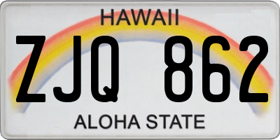 HI license plate ZJQ862