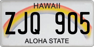 HI license plate ZJQ905