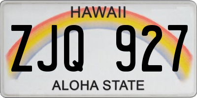 HI license plate ZJQ927