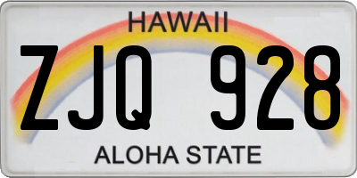 HI license plate ZJQ928