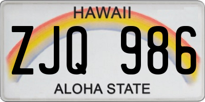 HI license plate ZJQ986