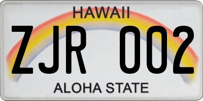 HI license plate ZJR002