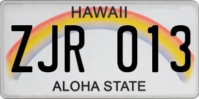 HI license plate ZJR013