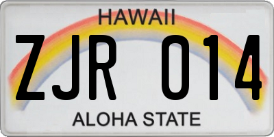 HI license plate ZJR014