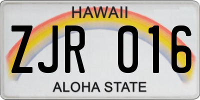 HI license plate ZJR016