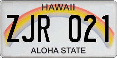 HI license plate ZJR021