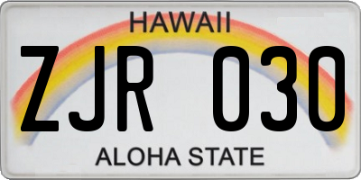 HI license plate ZJR030