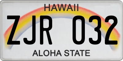 HI license plate ZJR032