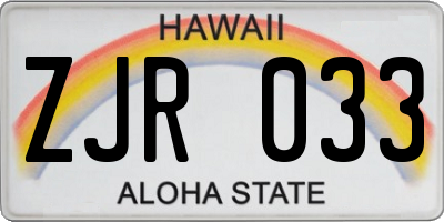 HI license plate ZJR033