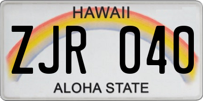 HI license plate ZJR040