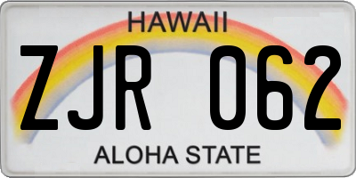 HI license plate ZJR062