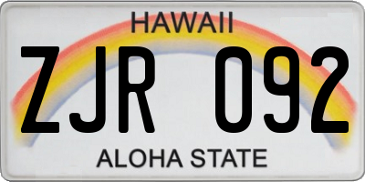 HI license plate ZJR092