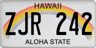 HI license plate ZJR242