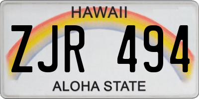 HI license plate ZJR494