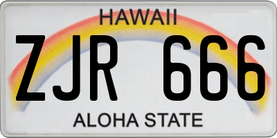 HI license plate ZJR666
