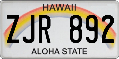 HI license plate ZJR892