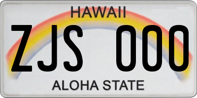 HI license plate ZJS000