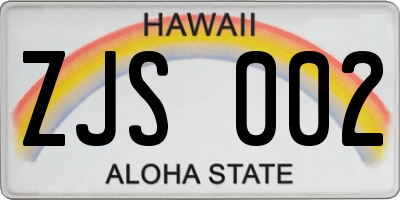 HI license plate ZJS002