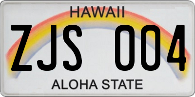 HI license plate ZJS004