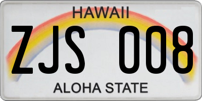 HI license plate ZJS008