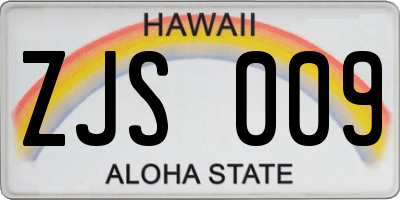 HI license plate ZJS009