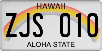 HI license plate ZJS010