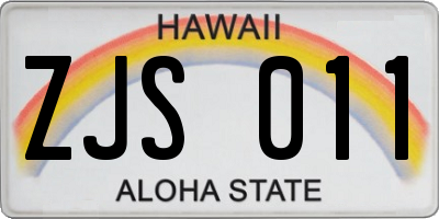 HI license plate ZJS011