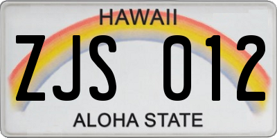 HI license plate ZJS012