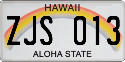 HI license plate ZJS013