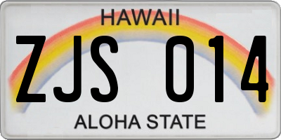 HI license plate ZJS014