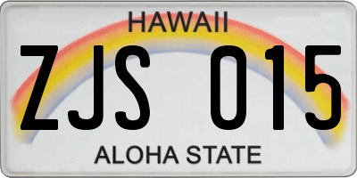 HI license plate ZJS015