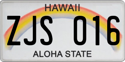 HI license plate ZJS016