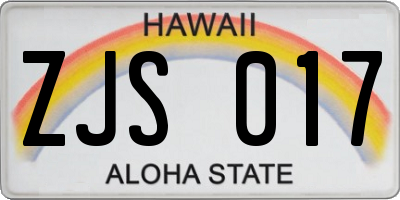 HI license plate ZJS017