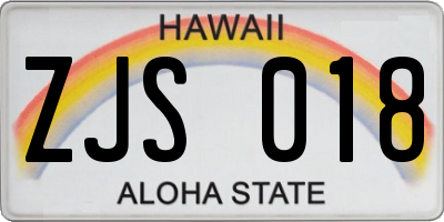HI license plate ZJS018