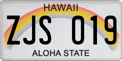 HI license plate ZJS019