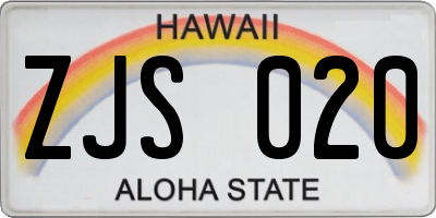 HI license plate ZJS020