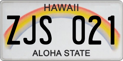 HI license plate ZJS021
