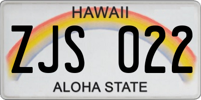 HI license plate ZJS022