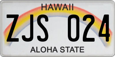 HI license plate ZJS024